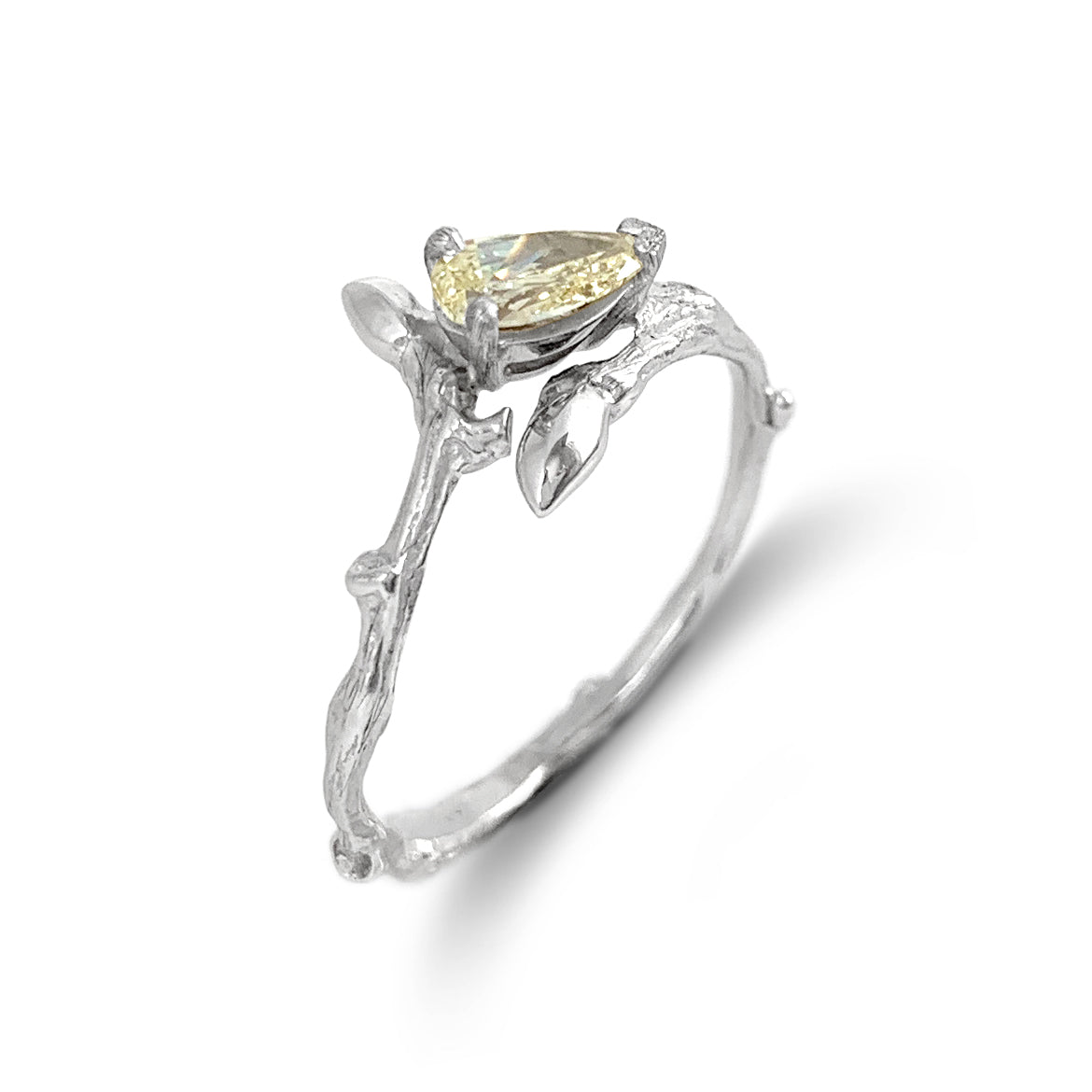 Twig Ring with Yellow Pear Diamond