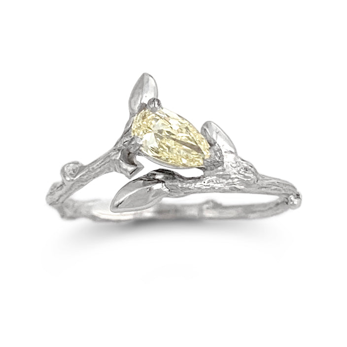 Twig Ring with Yellow Pear Diamond