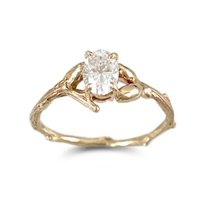 Willow Twig Engagement Ring in 9 Carat Gold with Oval Moissanite