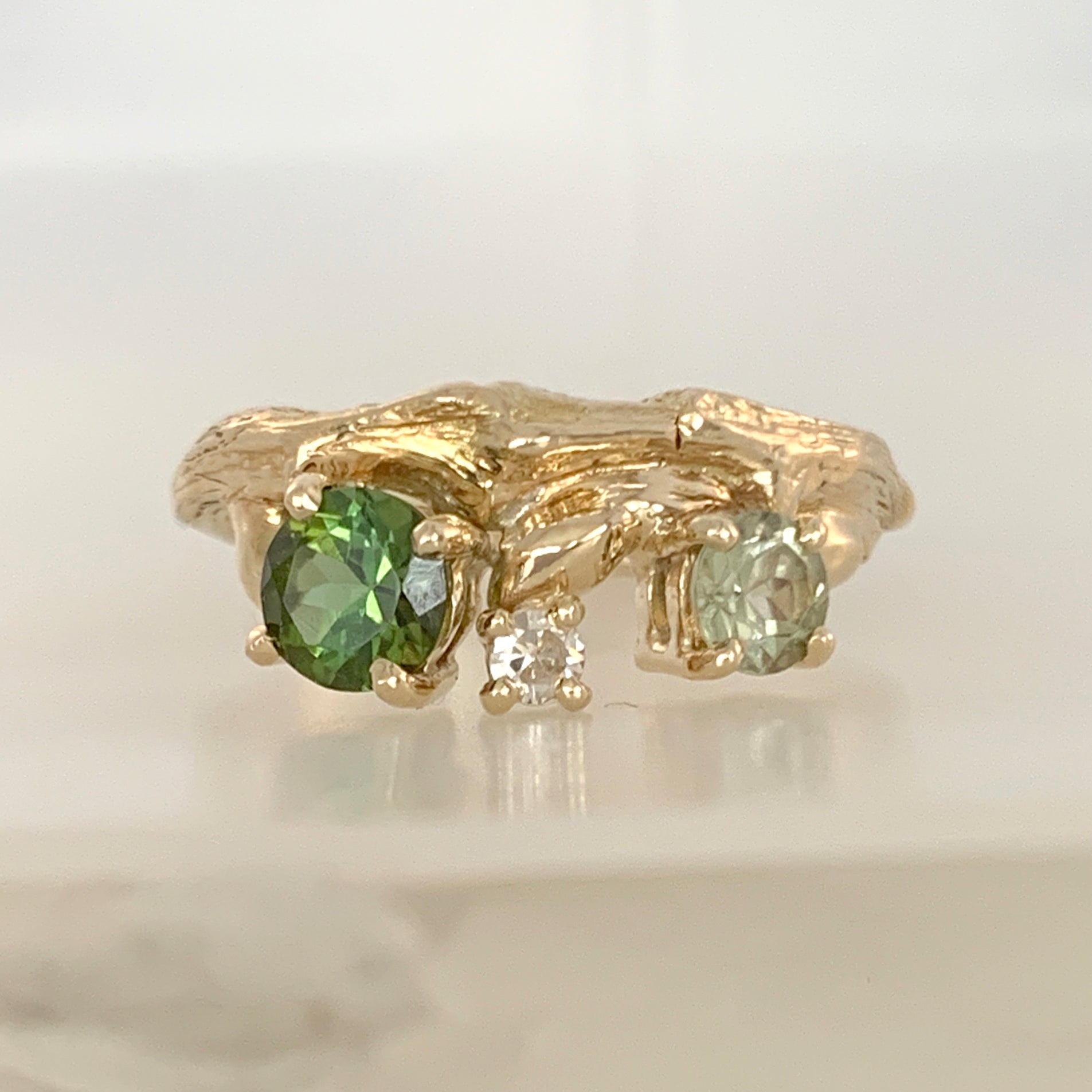 Willow Twig Statement Ring with Tourmalines and a Diamond