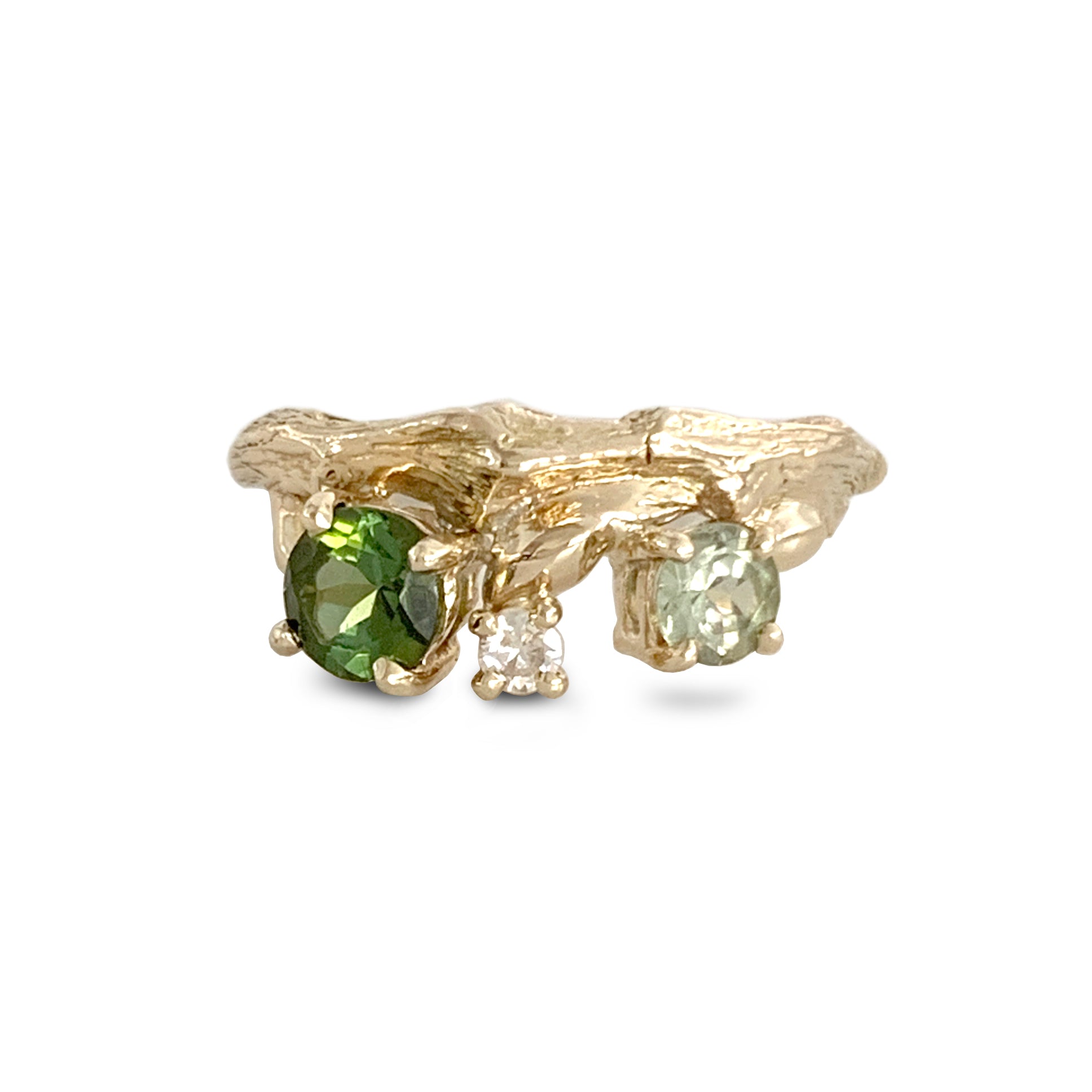 Willow Twig Statement Ring with Tourmalines and a Diamond
