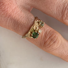 Load image into Gallery viewer, Willow Twig Statement Ring with Tourmalines and a Diamond
